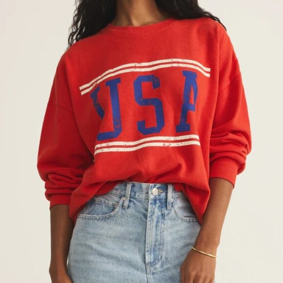USA Sunday Sweatshirt-Cabana Red - Picture 1 of 1